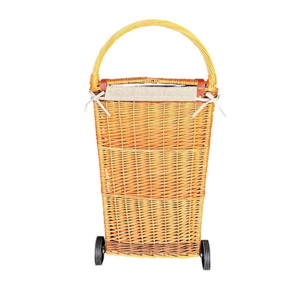 Full Buff Willow Wheeled Shopping Basket
