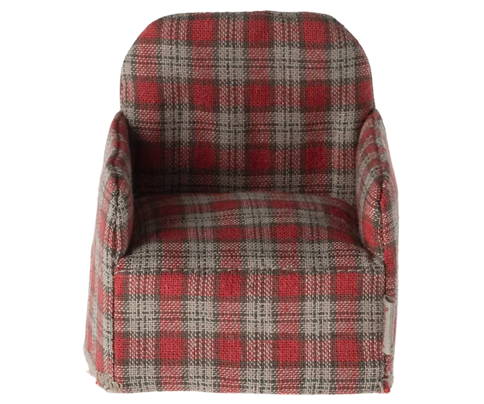 Maileg - Furniture for Mouse - Chair - Red/Checker - Front