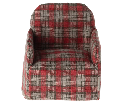 Maileg - Furniture for Mouse - Chair - Red/Checker - Front