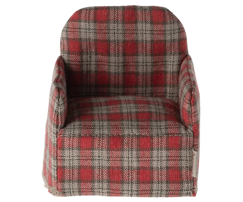 Maileg - Furniture for Mouse - Chair - Red/Checker - Front