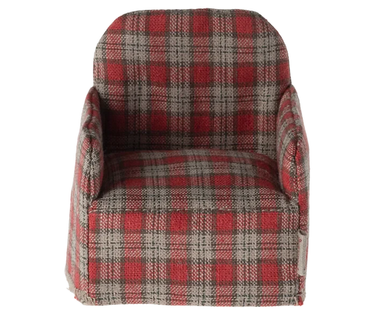 Maileg - Furniture for Mouse - Chair - Red/Checker - Front
