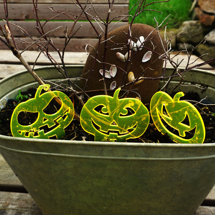 Garden Décor Ornament Stakes Set of 3 'Halloween Pumpkins'