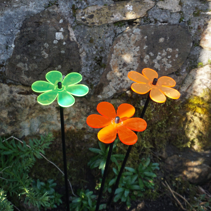 Garden Décor Ornaments Set of 3 'Daisies'