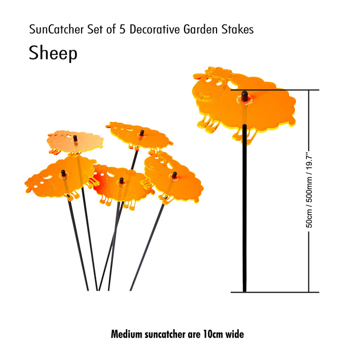 Garden Décor Ornaments Set of 5 'Sheep'