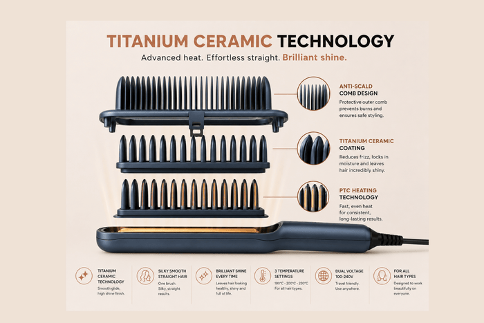 G&C Straightener Brush – professional hair tool by Gold Class G&C Straightener Brush Titanium Ceramic plate