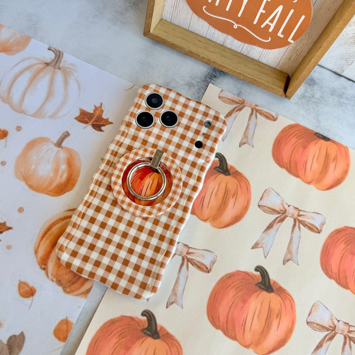 Gingham Pumpkin Girly Hold It Fancy MagSafe Grip Ring