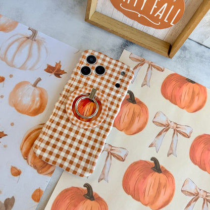 Gingham Pumpkin Girly Hold It Fancy MagSafe Grip Ring