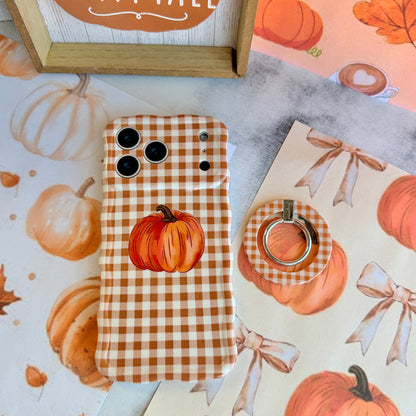Gingham Pumpkin Girly Hold It Fancy MagSafe Grip Ring