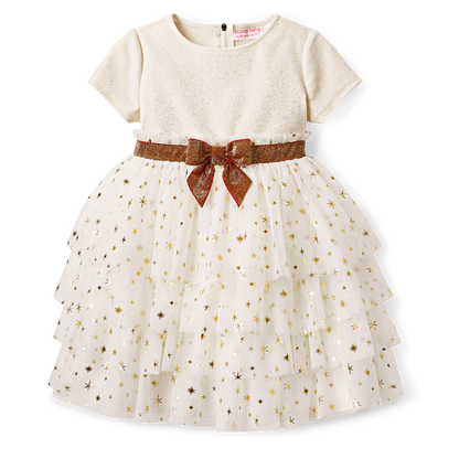 Golden Twinkle Dress for Little Girls & Bitty Baby Dolls