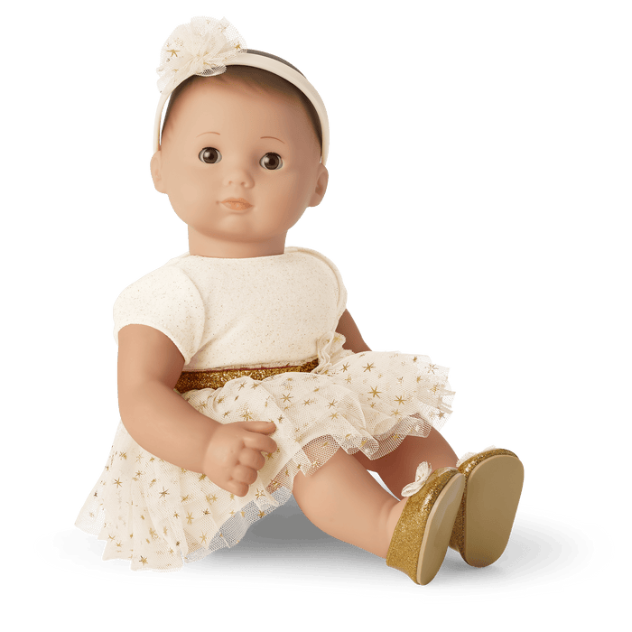 Golden Twinkle Dress for Little Girls & Bitty Baby Dolls