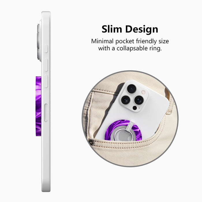 Grape Crush Hold It Fancy MagSafe grip ring with a glossy purple liquid marble swirl design from Fancy Bands