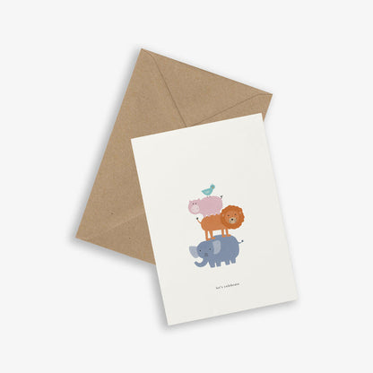 Greeting Card - Animal Tower