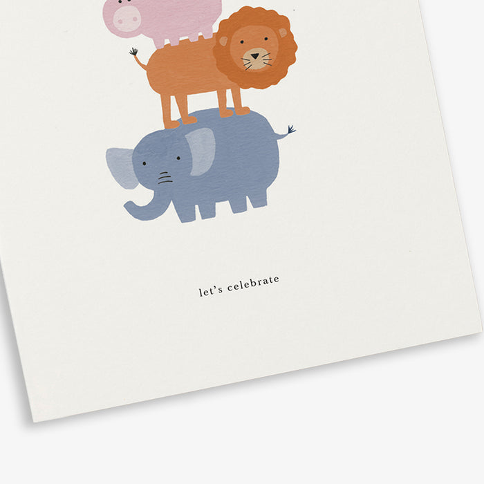 Greeting Card - Animal Tower - Close Up