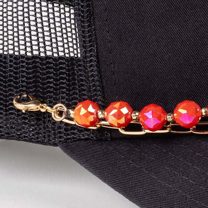 HA015 - Beaded Trucker Hat Chain - Red
