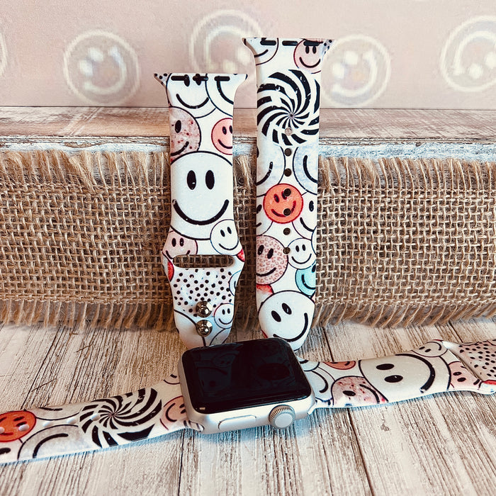 Happiness Print Silicone Band For Apple Watch