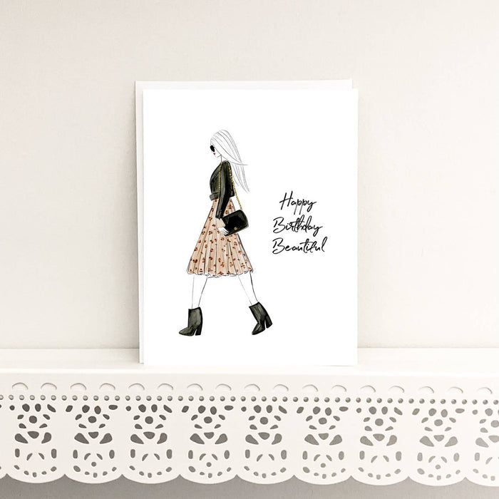 Happy Birthday Beautiful - Fashion Birthday Greeting Card - Magnolia Lane co. Home + Garden + Gift