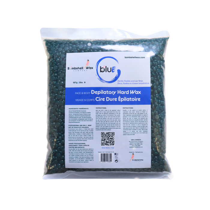 Bombshell bluE hard wax, 2 lb bag, gel texture