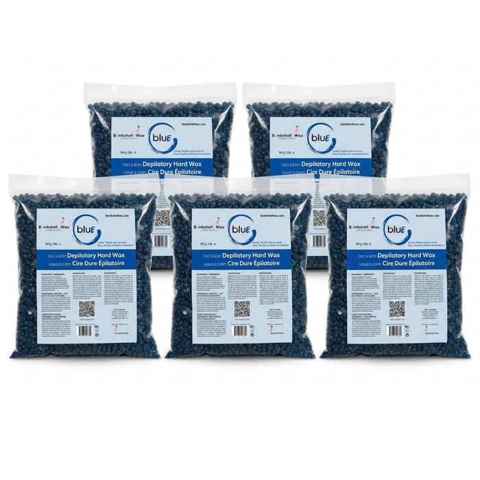 Bombshell Blue Hard Wax 10 lb bulk professional hard wax beads for salon and esthetician waxing