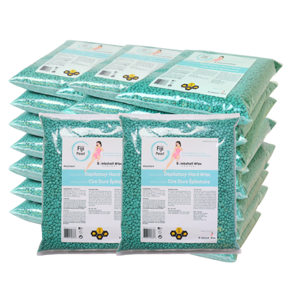 Fiji Pearl teal hard wax, 46 lb bulk size, creamy texture