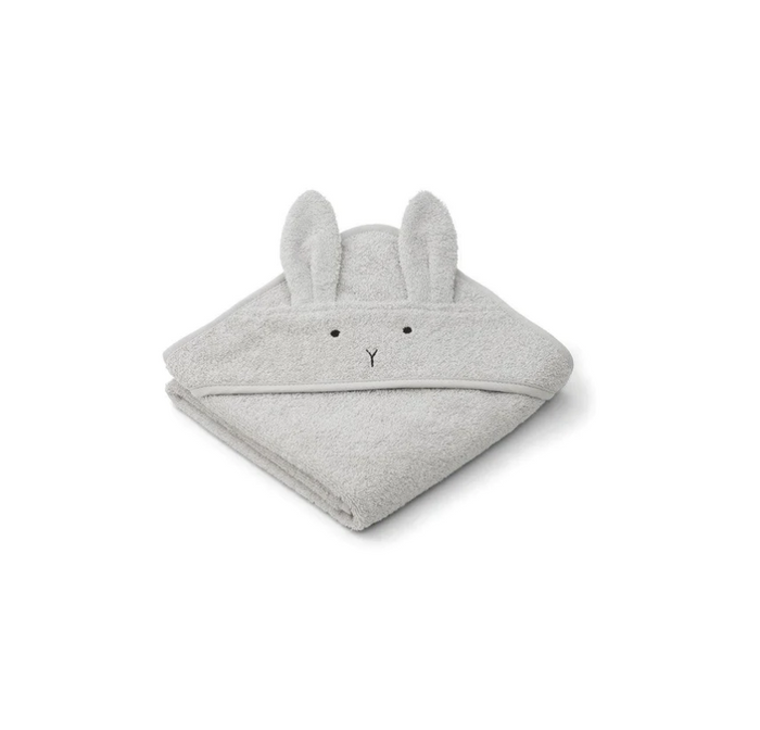 Hooded Towel - Organic Cotton - Rabbit - Dumbo Grey