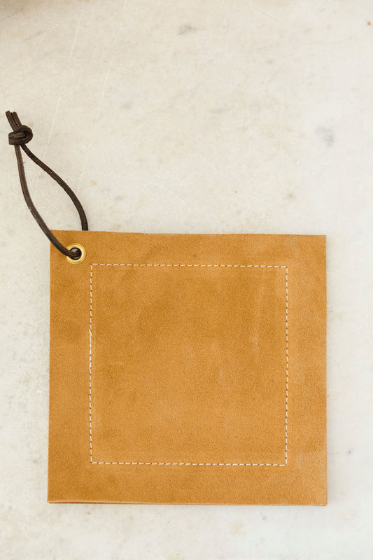Hot pad, Italian Leather Caramel, Rivet