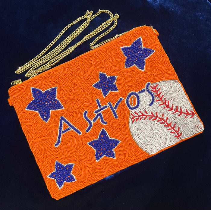 Houston Astros Beaded Orange Crossbody Bag