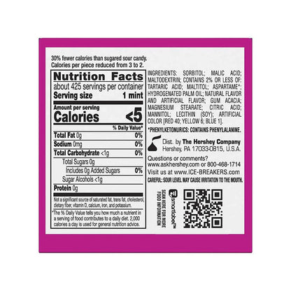 Ice Breakers Sours Sugar Free Mints, Mixed Berry, Strawberry, Cherry - 8 Pack