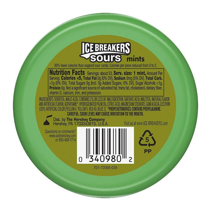 Ice Breakers Sours Sugar Free Mints, Watermelon, Green Apple, Tangerine - 24 Packs of 8 (5657209733276)