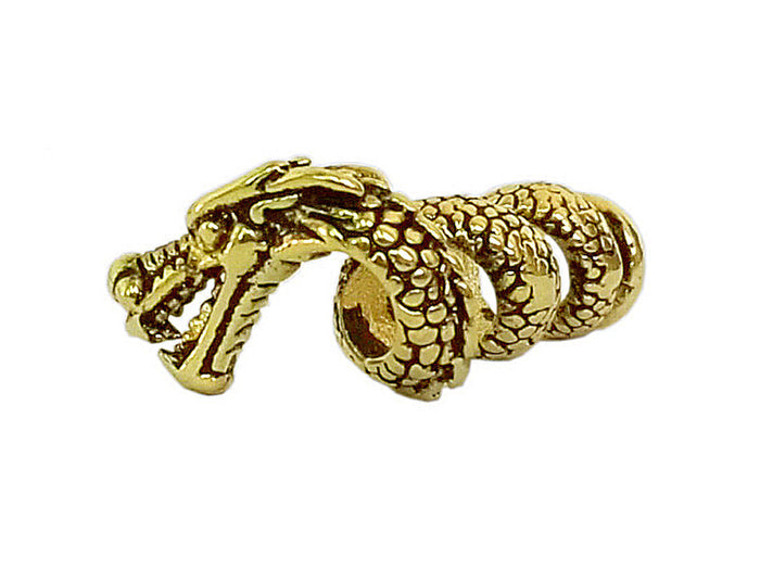 Imperial Dragon Hair Bead - Gold Finish Fantasy Braid Accessory front view