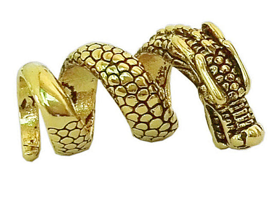 Imperial Dragon Hair Bead - Gold Wide Fantasy Braid Accessory side view