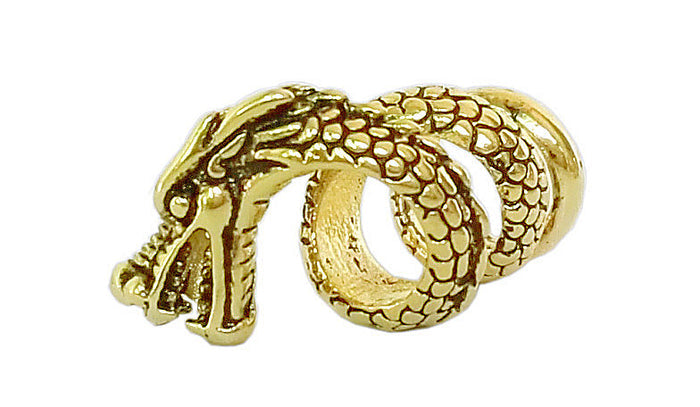 Imperial Dragon Hair Bead - Gold Wide Fantasy Braid Accessory front view