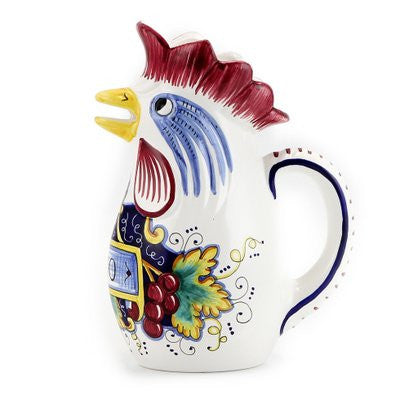 IN VINO VERITAS: Traditional Italian Rooster of Fortune Wine Pitcher (Large=1.5 Liter 50 Oz)