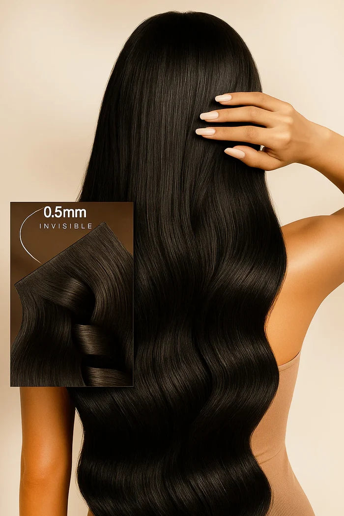 Invisible Clip-In Extensions Diamond Line Black Brown | Rubin