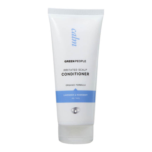 Tube of Green People Irritated Scalp Conditioner on a white background