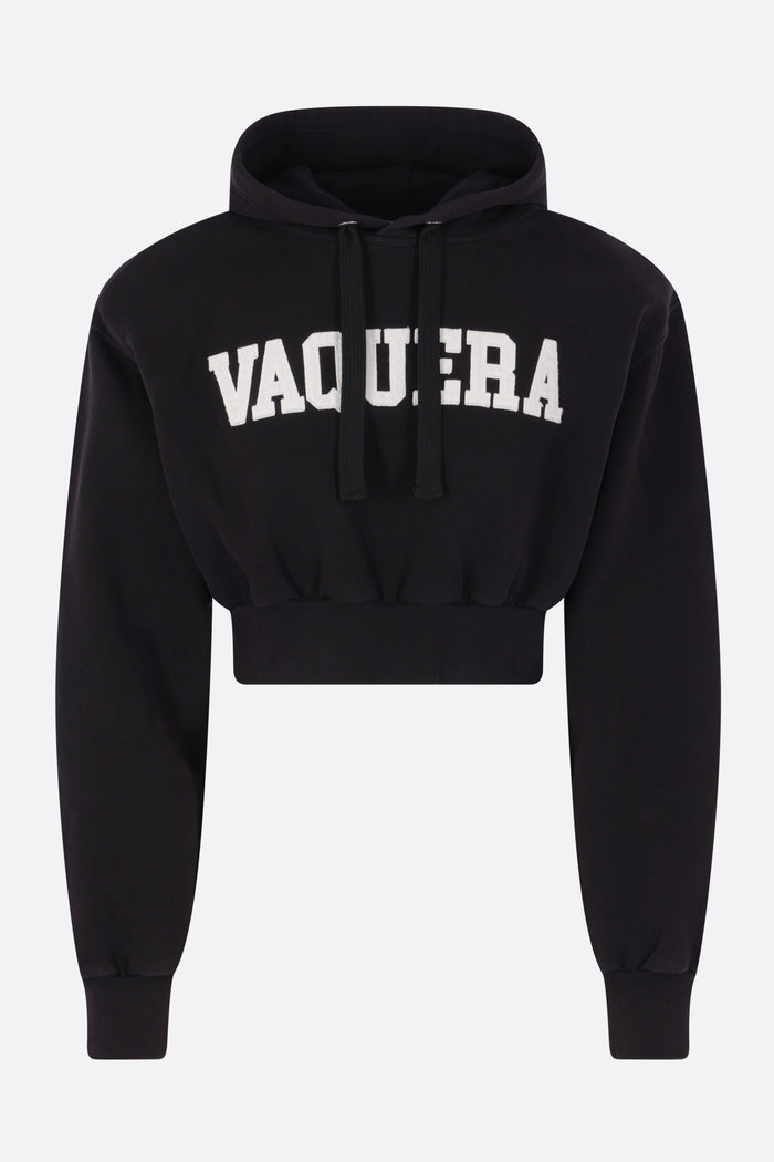 jersey cropped hoodie with logo patch