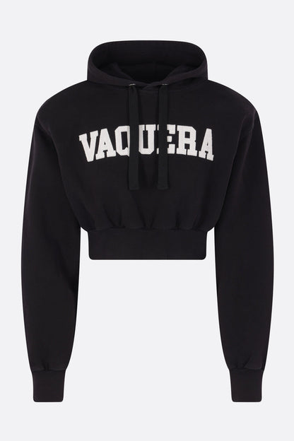 jersey cropped hoodie with logo patch