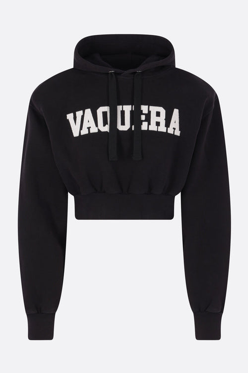 jersey cropped hoodie with logo patch