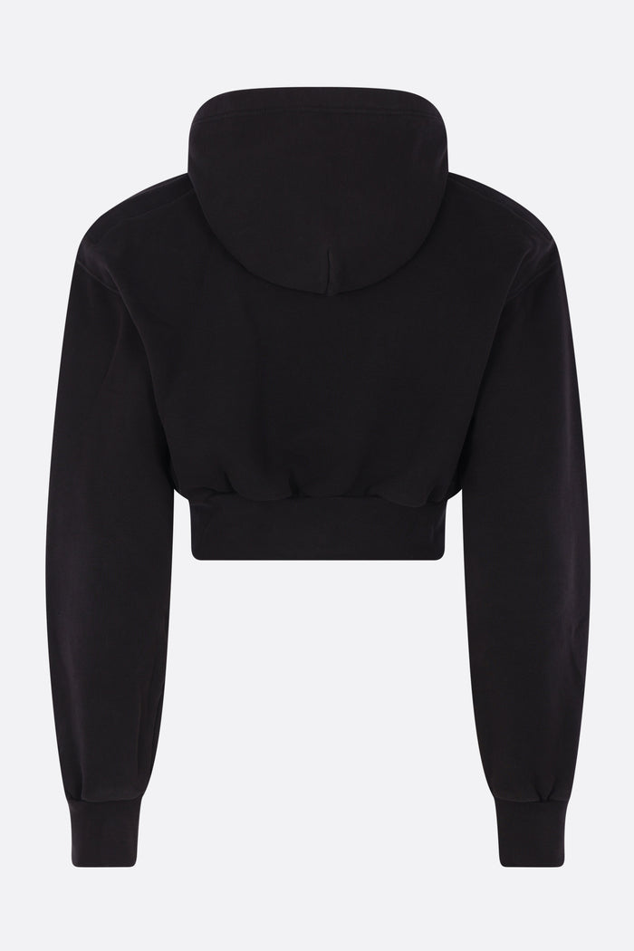 jersey cropped hoodie with logo patch