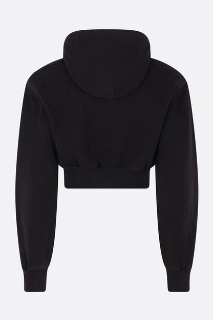jersey cropped hoodie with logo patch
