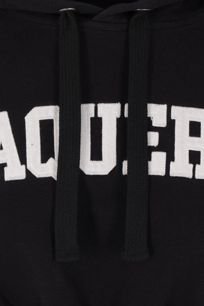 jersey cropped hoodie with logo patch