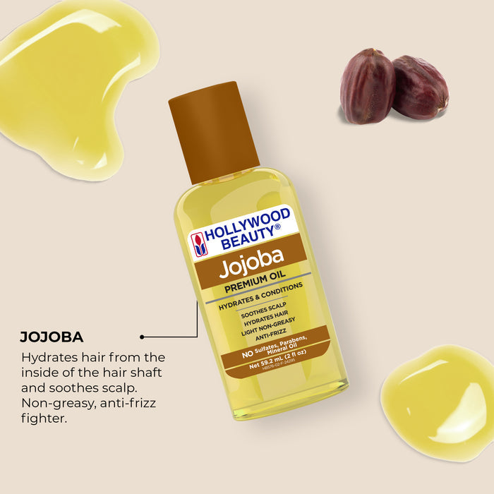 Jojoba Premium Oil for Hair, Scalp, Skin, and Nails - 2 fl oz