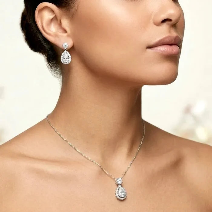 Wedding Jewelry - Cubic Zirconia Bridal Jewelry Set - Available in Silver, Rose Gold and Yellow Gold