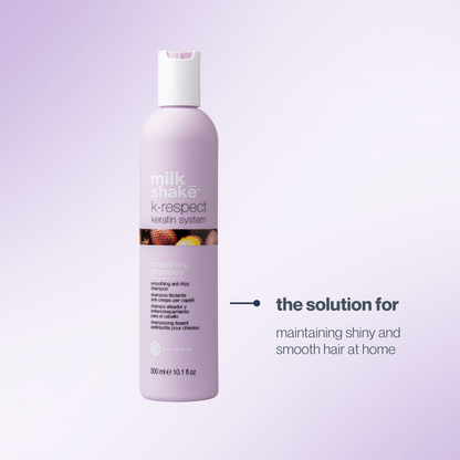 milk_shake  K-Respect shampoo bottle on a light purple background
