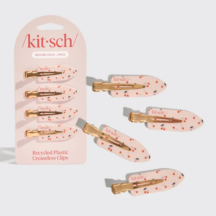 Kitsch Cherry Print Creaseless Clips 4pc Set