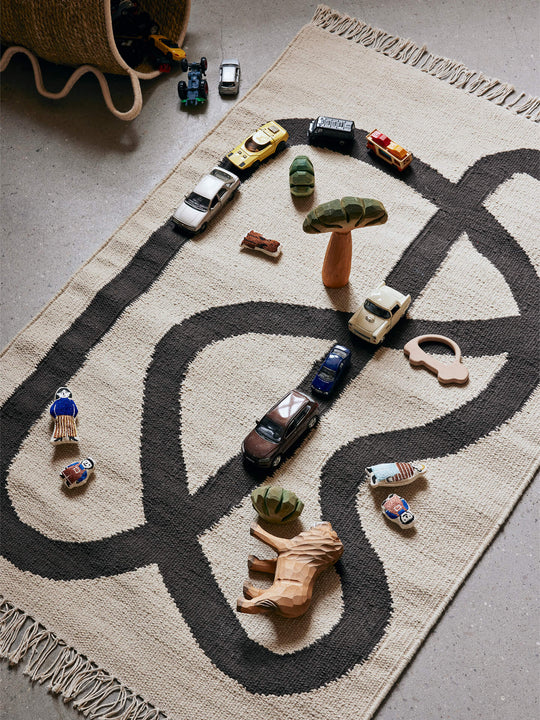 ferm Living - Lane Rug - Off-White/Chocolate - Lifestyle Cut 1