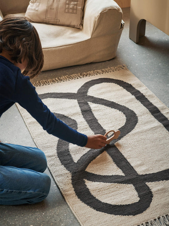 ferm Living - Lane Rug - Off-White/Chocolate - Lifestyle Cut 2