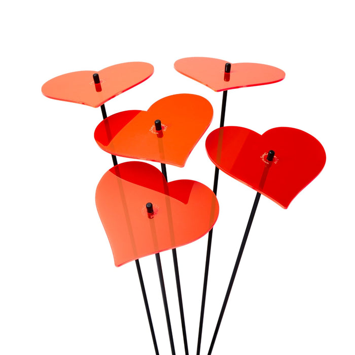 Large Garden Décor Ornaments Set of 5 'Hearts'