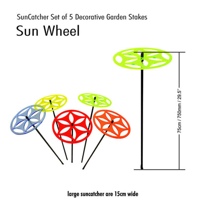 Large Garden Décor Ornaments Set of 5 'Sun Disc'