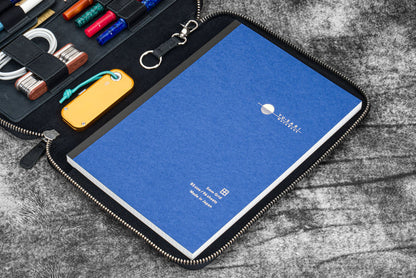 Leather Zippered Leuchtturm1917 B5 & Extra Large Moleskine Folio - Crazy Horse Black