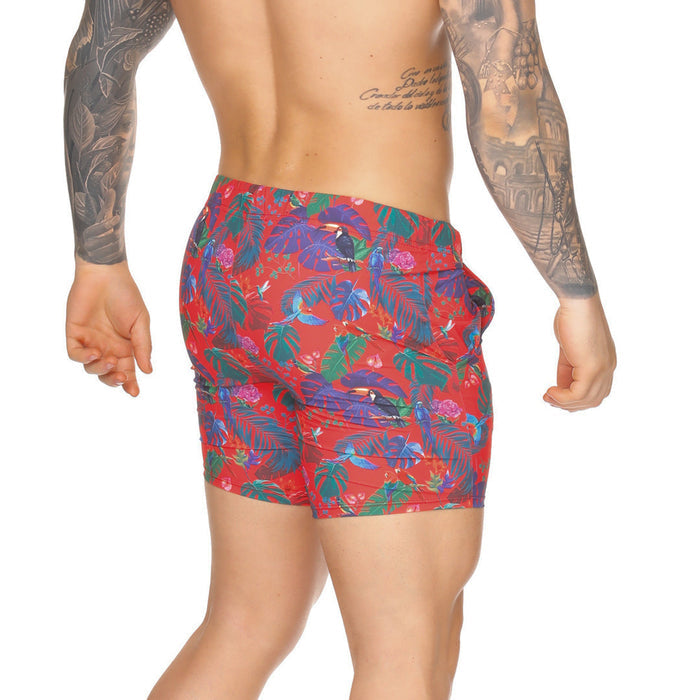 Macaws Red Beachwear vista posterior de Gigo Underwear